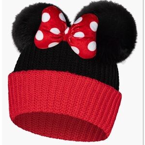 LOVE YOUR MELON x Disney Minnie Mouse Bow Colorblock Faux Fur Pompom Beanie